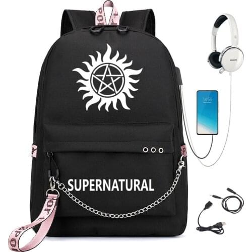 Supernatural Angel Banishing Sigil Backpack for Men Teenager Student School Bag with Usb Charging Travel Bags Travel Mochila
