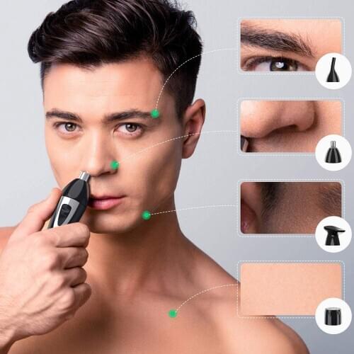 Nose Hair Trimmer Clipper 4 in 1 Multifunction USB Charging Lady Electric Shaver Eyebrow Painless Washable Hair Removal Razor