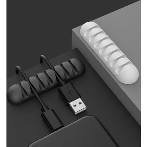 New 7 Clips Cable Organizer Silicone USB Cable Winder Flexible Cable Management Clips for Mouse Headphone Earphone Cable Holder