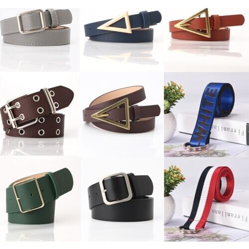 Multi-styles Geometric Heart Shape Buckle Chic PU Leather Belt Strap Unisex Metal Jeans Belt Fashion Waistband Wholesale 2020