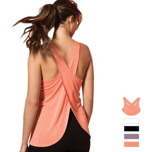Yoga Shirt Women Gym Shirt Quick Dry Sports Shirts Cross Back Gym Top Womens Fitness Shirt Sleeveless Sports Top Yoga Vest