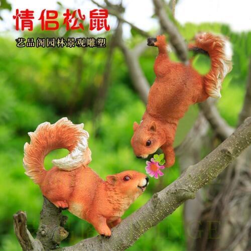 Garden courtyard decoration small animal sculpture wedding ornaments simulation squirrel outdoor garden villa resin crafts