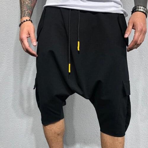 Cotton Harem Pants Men Solid Elastic Waist Streetwear 2021 New Adjustable Micro-elastic Soft Low Crotch Pants Casual Trousers