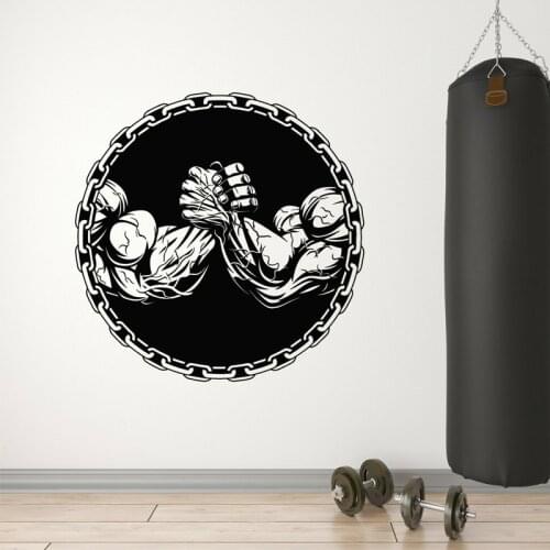 Modern Home Decoration Vinyl Wall Decal Arm Wrestling Muscle Gym Bodybuilding Sports Wall Stickers Removable Studio Murals 4853