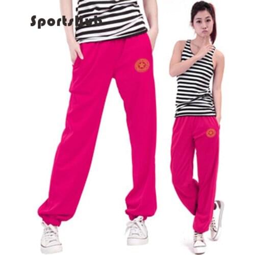 SPORTSHUB Women Ladies Solid Colors Sport Pant Elastic Waist Dance Club Wide Leg Pants Loose Long Trousers SAA0010