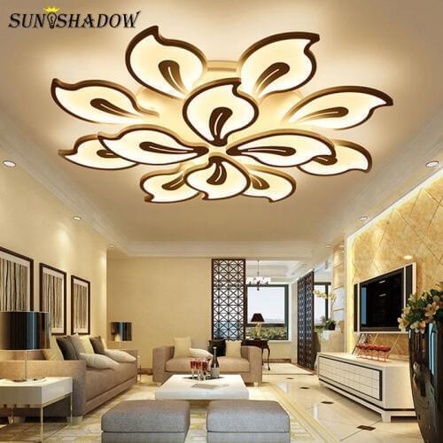White Led Ceiling Lights 110v 220v Modern Led Chandelier Ceiling Lamp Home Living room Bedroom Dining room White Light Fixtures