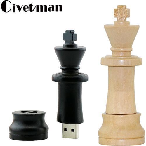 Wood Chess USB Flash Drives 4GB 8GB 16GB 32GB 64GB 128GB 256GB Wooden Pendrive USB 2.0 Flash Memory Stick Disk External storage