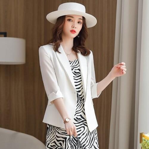 Spring Summer Half Sleeve Formal Blazers Jackets Coat for Women Business Work Wear Professsional Outwear Tops Blaser