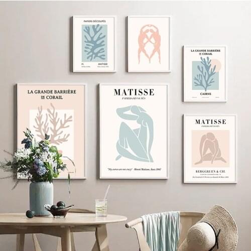 Henri Matisse Vintage Poster Woman Body Leaves Wall Art Canvas Print Retro Abstract Painting Wall Pictures for Living Room Decor