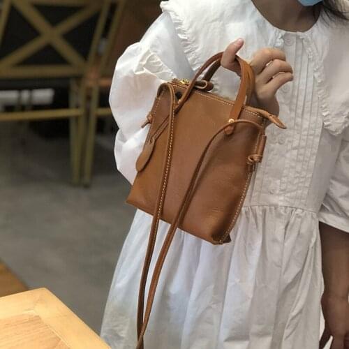 High Quality Soild Color Leather Handbag Genuine Leather Women Bag New Retro Handmade Multi-Function Shoulder Bags