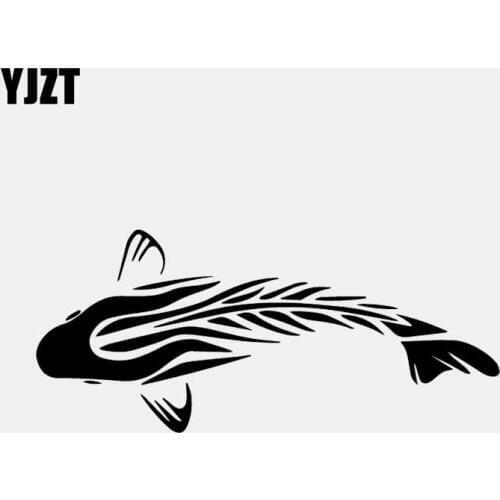 YJZT 16.8CM*7.4CM Tribal Carp Vinyl Fishing Decal Car Stickers Decor Black/Silver C24-0897