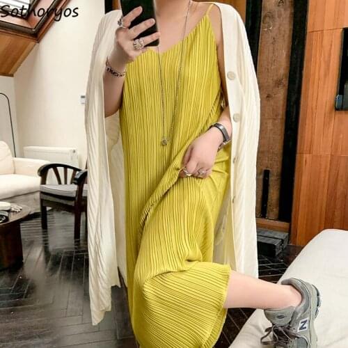 Women Solid Nightgowns Sleeveless Loose Spaghetti Straps Simple V-neck Casual Summer Dress A-line Sleepwear Lounge Leisure Chic