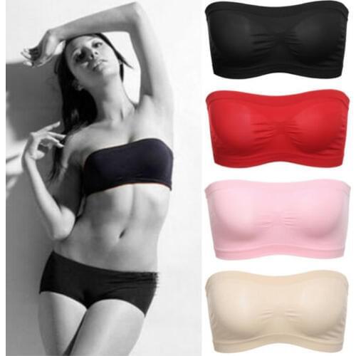 5 colors Womens Tube Top Strapless Bandeau Bra Underwear Women Bralette Seamless Strapless Tops Stretch Strapless Bra Tube Top