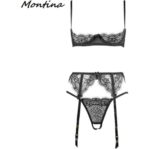 Ladies Lace Exotic Lingerie Garter Set Ropa Femenina Sexy Hot Lingeire Lingere Lenceria Mujer Open Bra Exotic Apparel Women