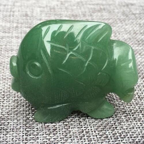 1pcs Natural aventurine quartz fish Skull Hand Carved crystal healing 65g