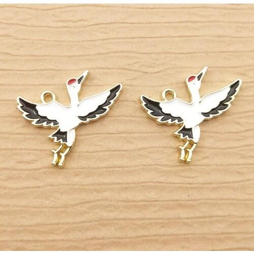 10pcs 20x22mm enamel bird charm for jewelry making cute earring pendant bracelet necklace charms