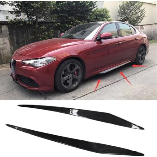 Real 2Pcs/1Set Carbon Fiber Side Skirts Protector Fits For Alfa Romeo Giulia Sedan 4 Door 2015 2016 2017