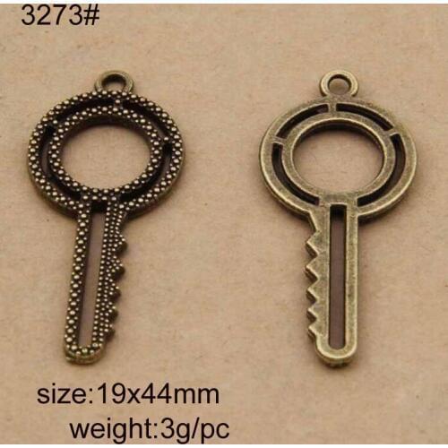 20PCS 19x44mm Antique Bronze Key Charm Pendants For Jewelry Making