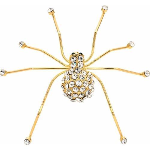 2018 Broches Jewelry Fashion Crystal Rhinestone Spider Brooch Pins Costume Insect Broche Vintage Large Brooches For Women Men