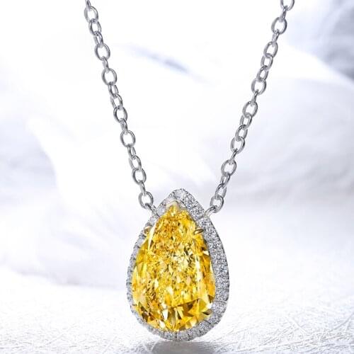 2021 Fashion Silver Jewelry 3.0ct Sparkle Yellow Pink White Diamond Pendant Charming Chains Necklaces