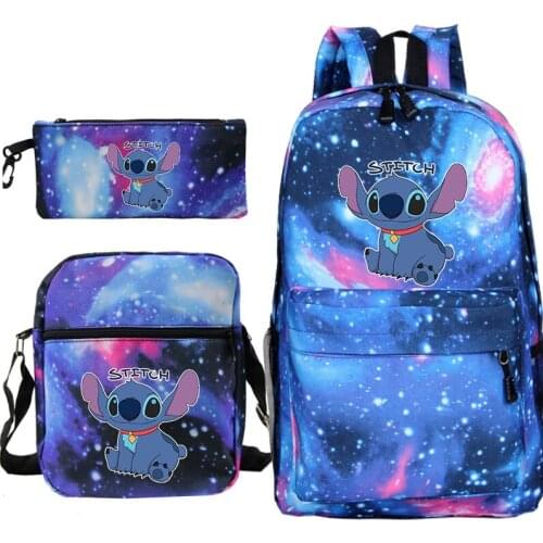 3pcs/set Cartoon Stitch Backpack Kids bookbag Student School Bag Childrens Large capacity Bag Mochila Boys Girls Daily Knapsack