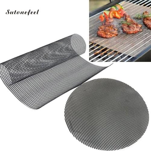 3PCS/Pack Grilling Mats Round Rectangle Non Stick Coating Mesh for Barbecue Sheet BBQ Mesh Mats 40cm Cooking Sheet BBQ Tools