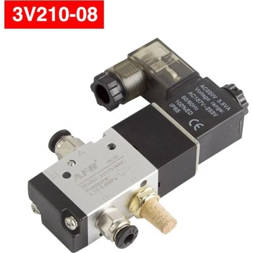 3V110-06 NO NC Solenoid Valve 3 Way Pneumatic Air Control Valve Electric Gas Magnetic Valve Alumium Body DC12V 24V AC 110V 220V