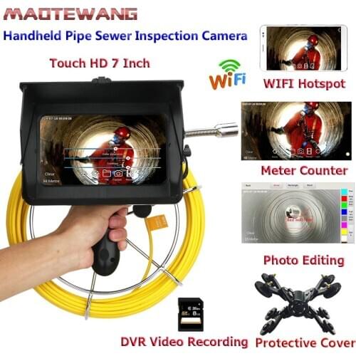 40M 7" Wireless WiFi pipeline inspection video camera Industrial endoscope sewer pipe drain compatible with Android / IOS