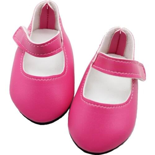 7*3.5cm 1Pair Fashion PU Doll Shoes for 18 Inch Girl Doll and 43cm Baby Doll Shoes Accessories Toys Gift for Kids