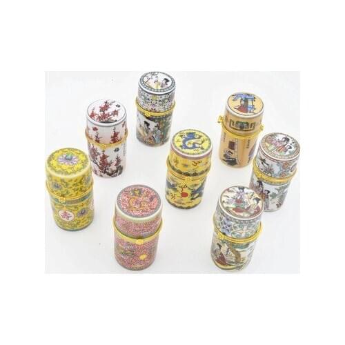 Wholesale 8PCS Chinese style home creative ceramic tableware toothpick box cans Ceramic toothpick holder