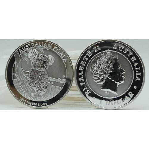 Australia Animal Coin Cute Koala Kangaroo Silver Plated Commemorative Coin Elizabeth II Silver Challenge Coin for Collection