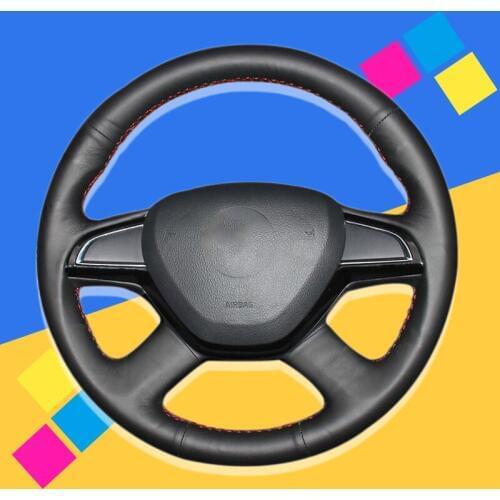 Auto Braid On The Steering Wheel Cover for Skoda Citigo 2013 Fabia 2013 Superb 2013-2015 Roomster 2013-2014 Rapid Car Styling