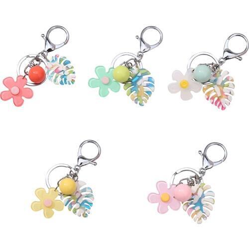 CHUNOU 5Colors Resin Plant Flowers Lucky Keychain Keyring For Best Friend Gift Sister Keychain Bag Car Accessories Wholesale