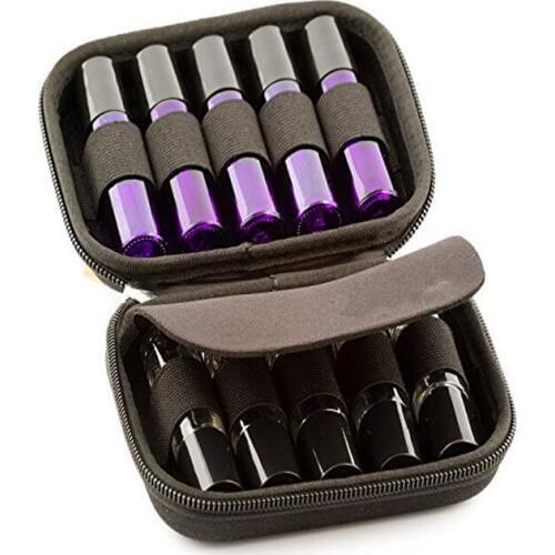 10 Slot Bottle Case Protects 10ml Rollers Essential Oils Bottle Box Travel Carrying Storage Organizer Purple/Black