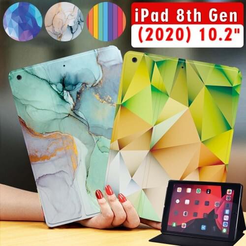 Tablet Case for Apple Ipad 8 2020 8th Generation 10.2 Inch Leather Pu Stand Tablet Foldable Hard Protective Case + Free Stylus