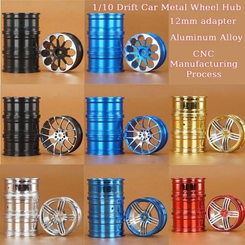 Metal Aluminum Alloy Colored Wheel Hub 1/10 RC Professional Drift Car Racing Car Diameter 52mm Width 26mm 12mm Adapter