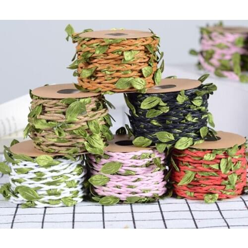 DIY Hang Tag Cords Woven Decorative Gift Packing Green Leaves Wedding Party Decorated Rope Home Fabric