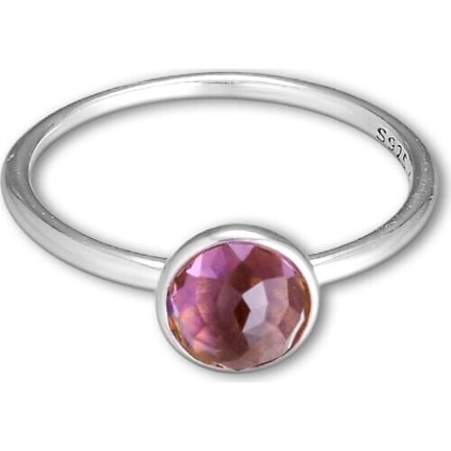 February Droplet Rings 100% 925 Sterling Silver Jewelry with Purple CZ Free Shipping