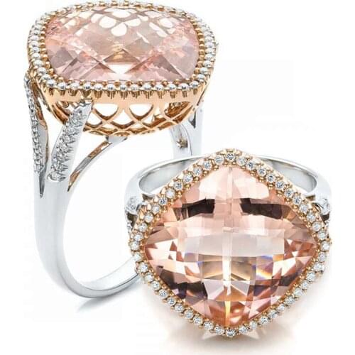 JK New Fashion Ring Champagne Cubic Zircon Rings Luxury Crystal Temperament Women Jewelry