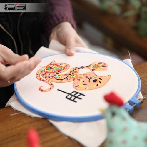 Chinese cross stitch kits embroidery needlework sets embroidery needlework sets pig dog sheep rabbit cow horse animal embroidery