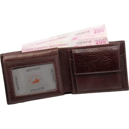 Brown Coin Compartment Genuine Leather Wallet WPT35