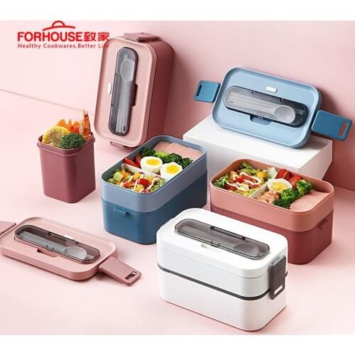 Microwave Lunch Box Food Storage Container Children Kids School Portable Sealed Bento Box with Tableware Free Shipping