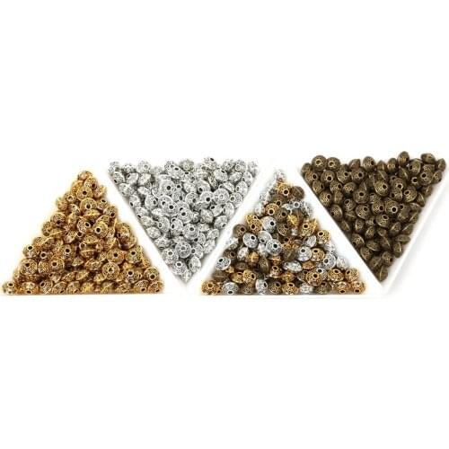 6mm 50pcs Metal Beads Antique Silver Spacer Beads Gold Cone Pattern BeadsFor Jewelry Making DIY Crafts Jewelry Accessories