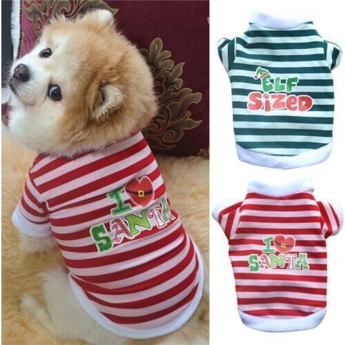 Pet Clothes Fashion Striped Pet Cotton T-shirt for Puppy Chihuahua Dog Pet Winter Christmas Sweatshirt Pet Clothing for French B