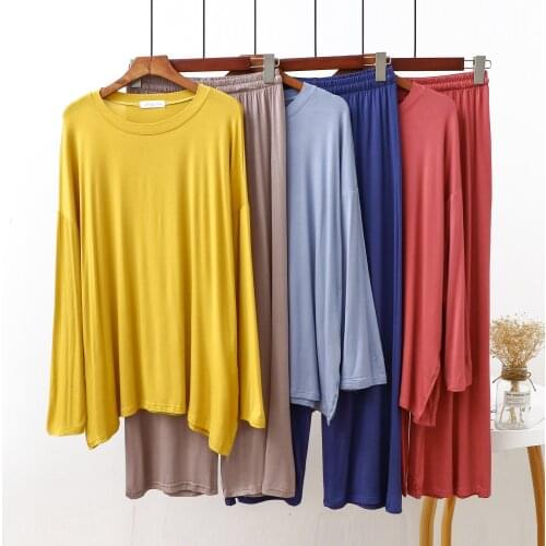 Pajamas ladies spring and summer thin section autumn long-sleeved trousers loose plus size fat MM casual home service suit