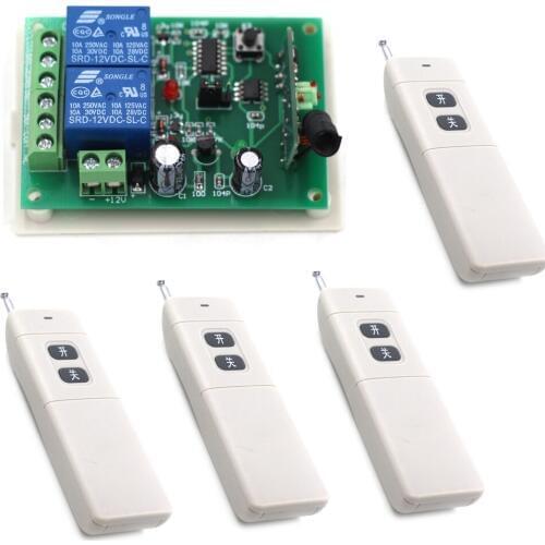 Professional DC12V 24V 2CH RF Wireless Remote Control Switch System Transmitter + Receiver with Learning Button 315Mhz 433MHZ