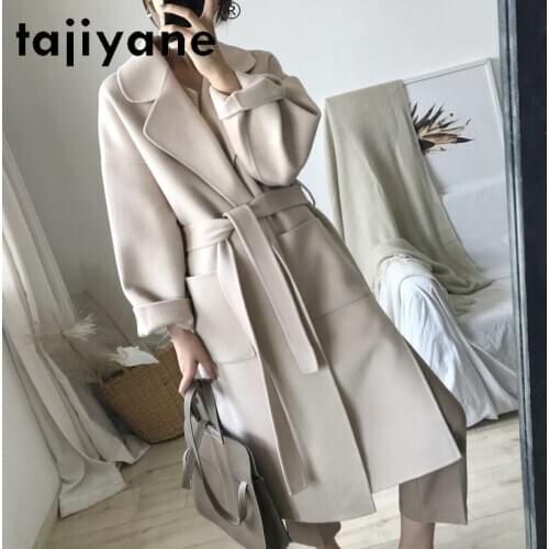 Tajiyane Winter 2020 Womens Coats and Jackets Women Real Fur Coat Female 100% Wool Jacket Woman Long Clothes Femme Veste TN1541