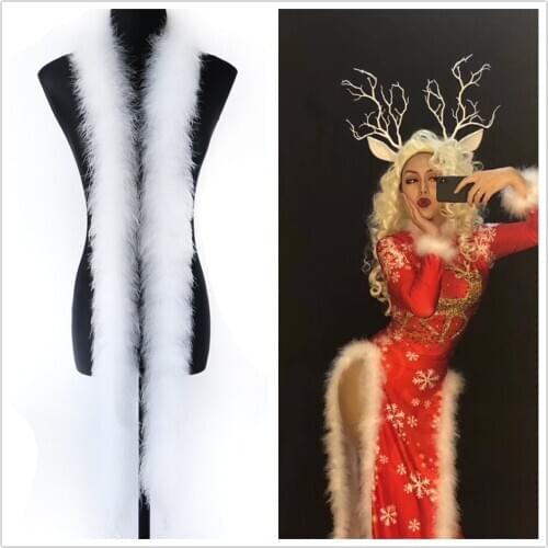 2 Meter Marabou Turkey Feather Boas Fluffy Soft White Feather Scarfs 11-50G Choose High Quality Wedding Dresses Decoration Shawl