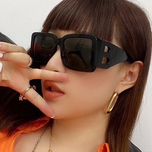 Unique Tinted Color Lens Sun Glasses for Women Fashion 2020 Retro Hollow out Plastic Big Frame Sunglasses Female Square Oversize