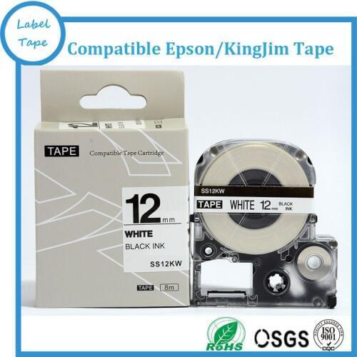 High quality compatible kingjim tape SS12KW/LC-4WBN/LC-4WBN9 label tape for LW300 and LW400